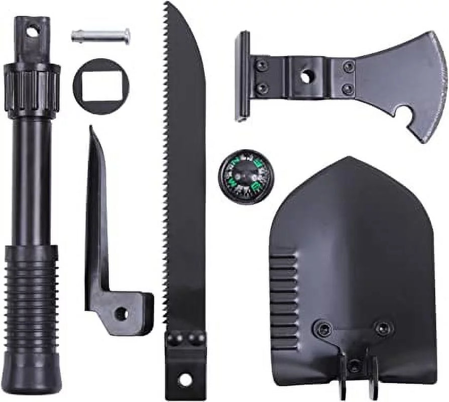 Multi Purpose Camp Tool W/Shovel, Saw, Pick, Hatchet, Hammer & Compass - BuzzMart