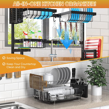 Adjustable Over Sink Dish Drying Rack (26"-38") - BuzzMart