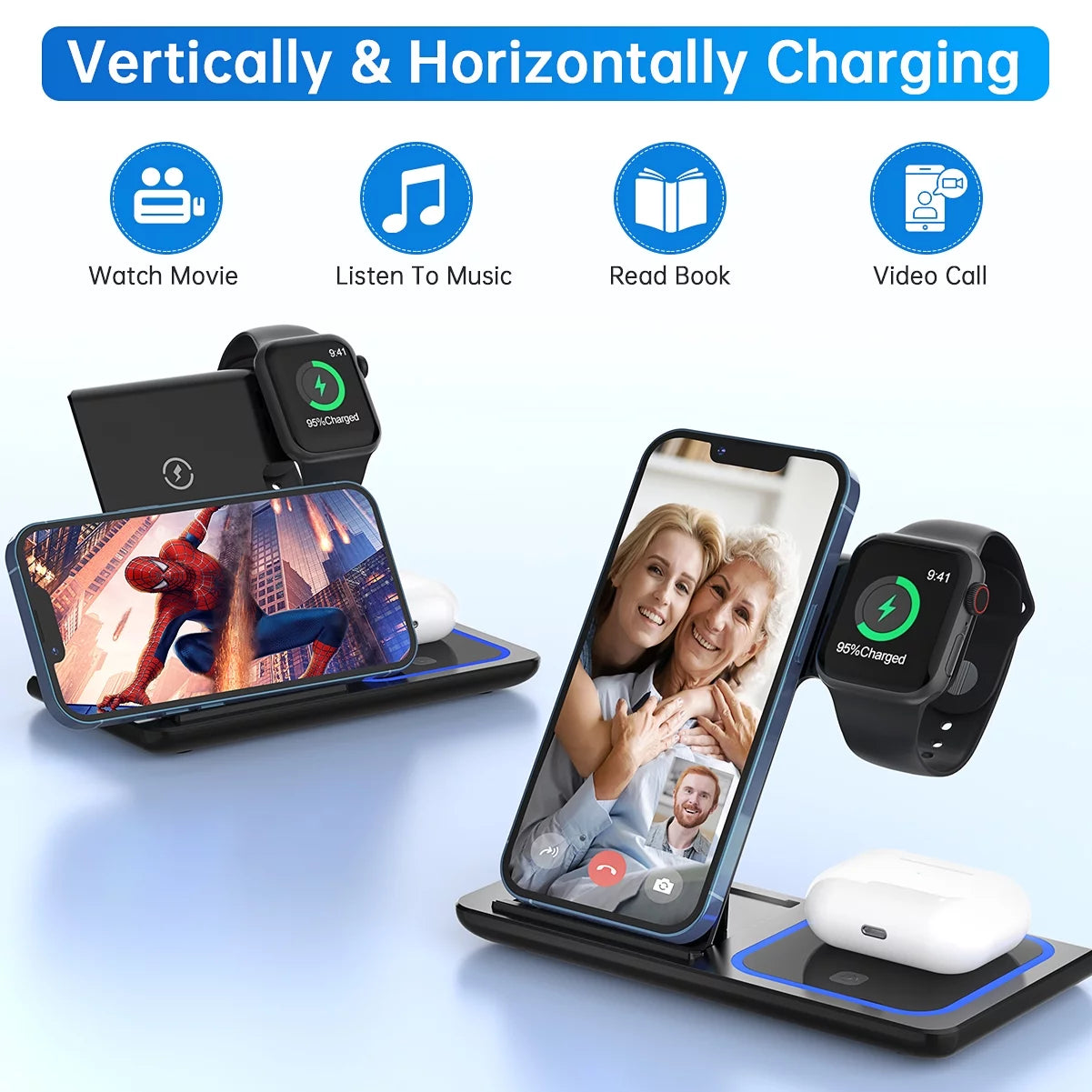 3-in-1 Fast Wireless Charging Station (18W Power for iPhone, Apple Watch, AirPods) - BuzzMart