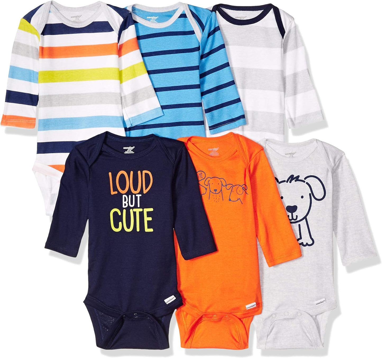 Unisex-Baby 6-Pack Long Sleeve Bodysuits - BuzzMart