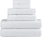 CTT Set of 6-100% Turkish Cotton, Absorbent & Comfy, Includes 2 Bath Towel 2 Hand Towel & 2 Washcloth | (White) - BuzzMart