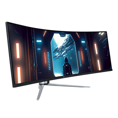 49" Curved Dual FHD (3840 X 1080P) 144Hz 1Ms Gaming Monitor with Cables, Black, New - BuzzMart