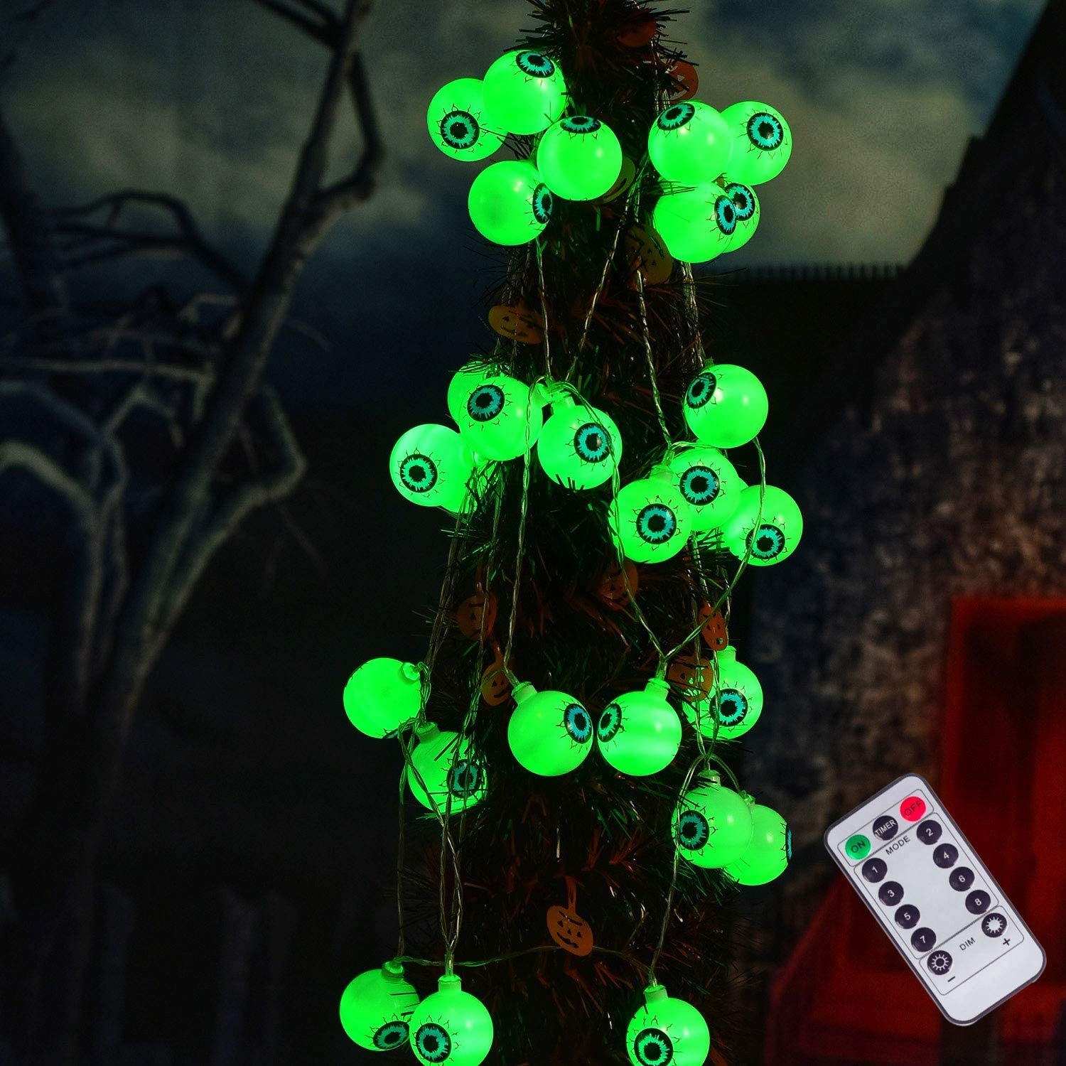 Halloween Eyeball String Lights, Halloween Decoration Cute Scary with 30 LED Eyeballs，Waterproof 8 Modes Twinkle Lights，Halloween Indoor/Outdoor for Party, House, Yard, Garden Decorations (Green)