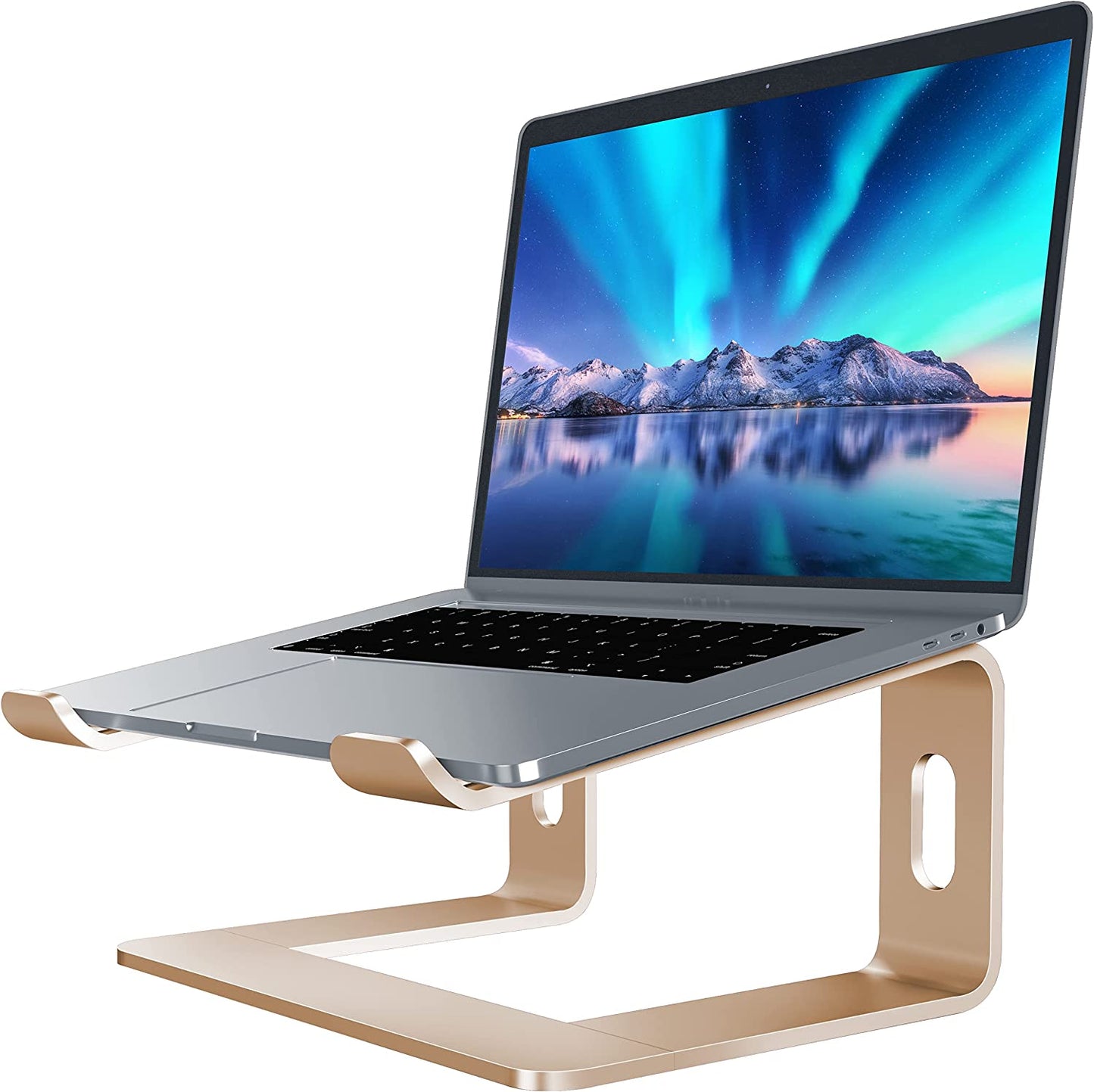 Laptop Stand, Aluminum Computer Riser, Ergonomic Laptops Elevator for Desk, Metal Holder Compatible with 10 to 15.6 Inches Notebook Computer, Purple