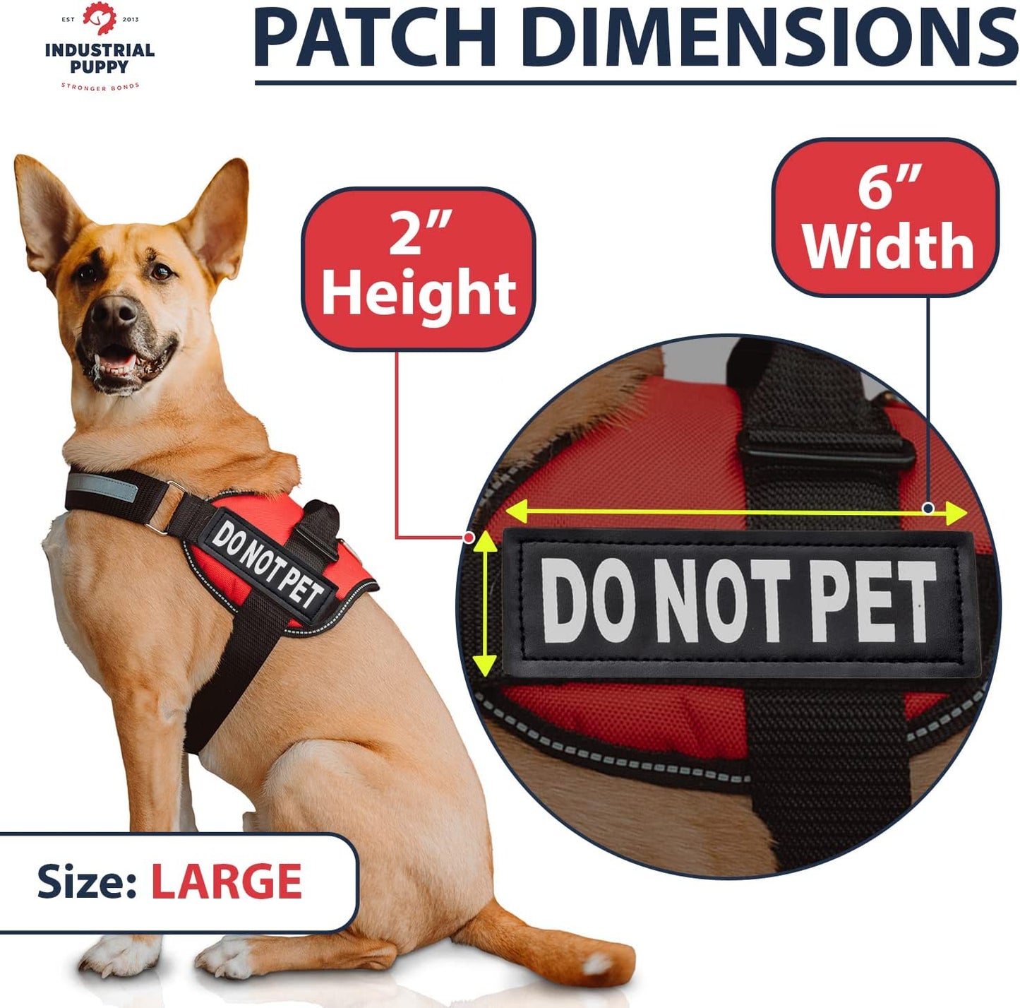 “Do Not Pet” Patch - Attachable Hook-Backed Patches for Dog Vest, Harness, or Collar - BuzzMart