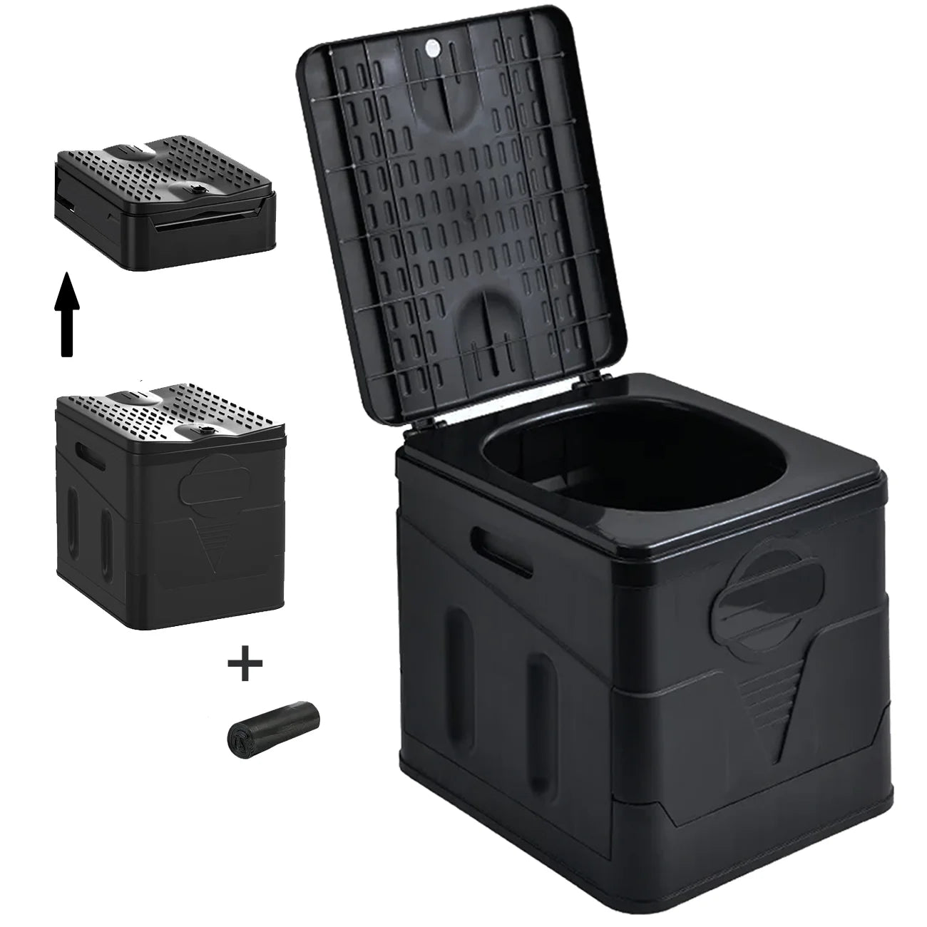 Portable Camping Toilet - Camping Potty for Home/Camping/Boat/Hiking/Long Trips/Beach Use (Black) - BuzzMart