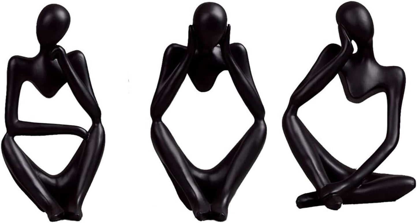 Abstract Thinker Statue Set - 3 Piece White Resin Sculptures for Home & Office Decor - BuzzMart