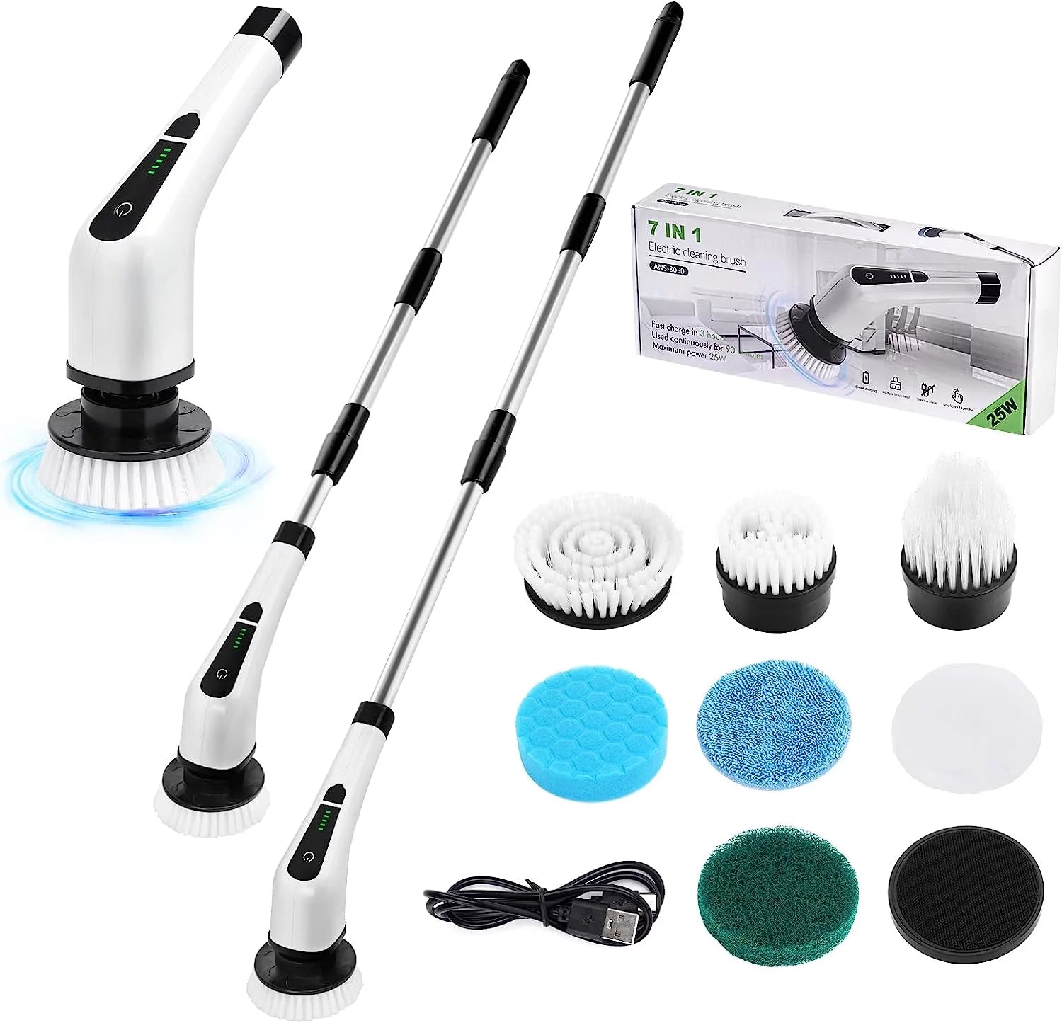 Electric Spin Scrubber - Cordless Bathroom Tub Scrubber, Portable Power Shower Brush Household Cleaning Tool for Tile Floor - BuzzMart