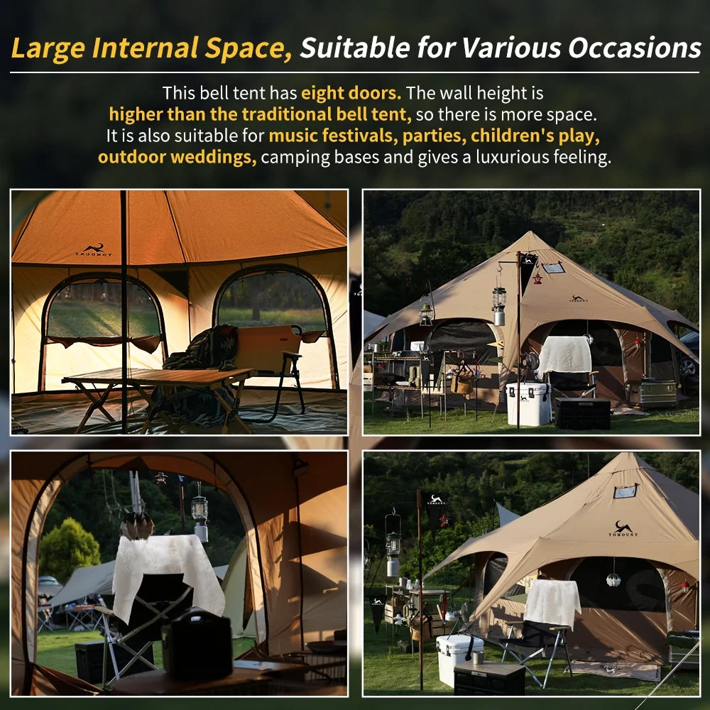 16.4Ft Canvas Bell Tent with Stove Jack (Luxury Glamping and Camping Yurt Tent) - BuzzMart