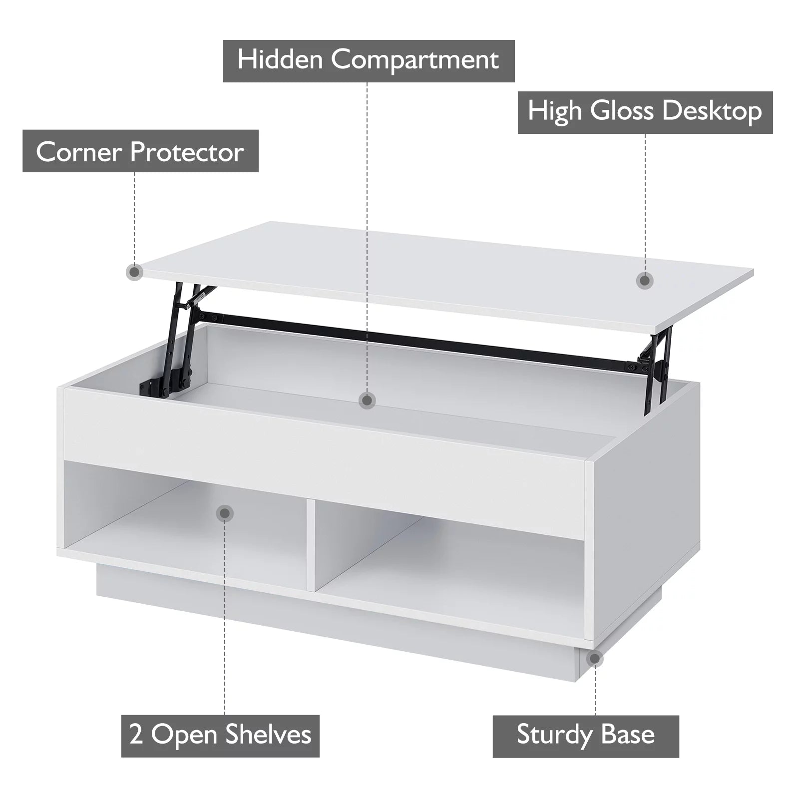 Lift Top Coffee Table with Hidden Compartment - BuzzMart