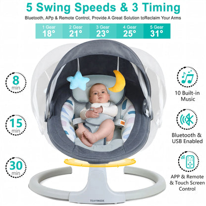 Baby Swing for Infants - Bluetooth Remote Control - BuzzMart