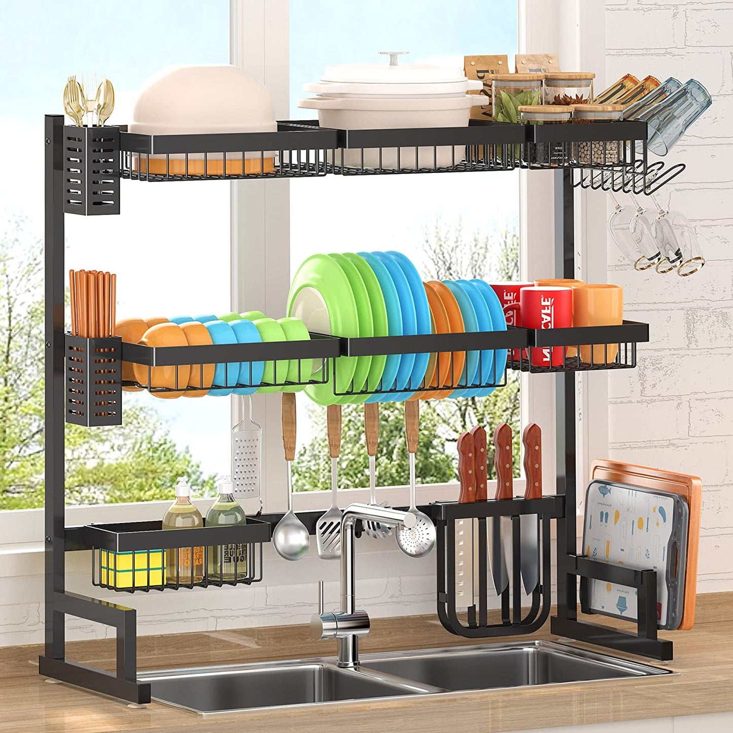 Adjustable Over Sink Dish Drying Rack (26"-38") - BuzzMart