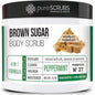 Premium Organic Brown Sugar Unscented Face & Body Scrub Set - Large 16oz, Infused with Organic Essential Oils & Nutrients - Includes Wooden Spoon, Loofah & Mini Exfoliating Bar Soap - BuzzMar