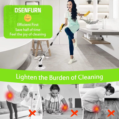 Electric Spin Scrubber - Cordless Bathroom Tub Scrubber, Portable Power Shower Brush Household Cleaning Tool for Tile Floor - BuzzMart