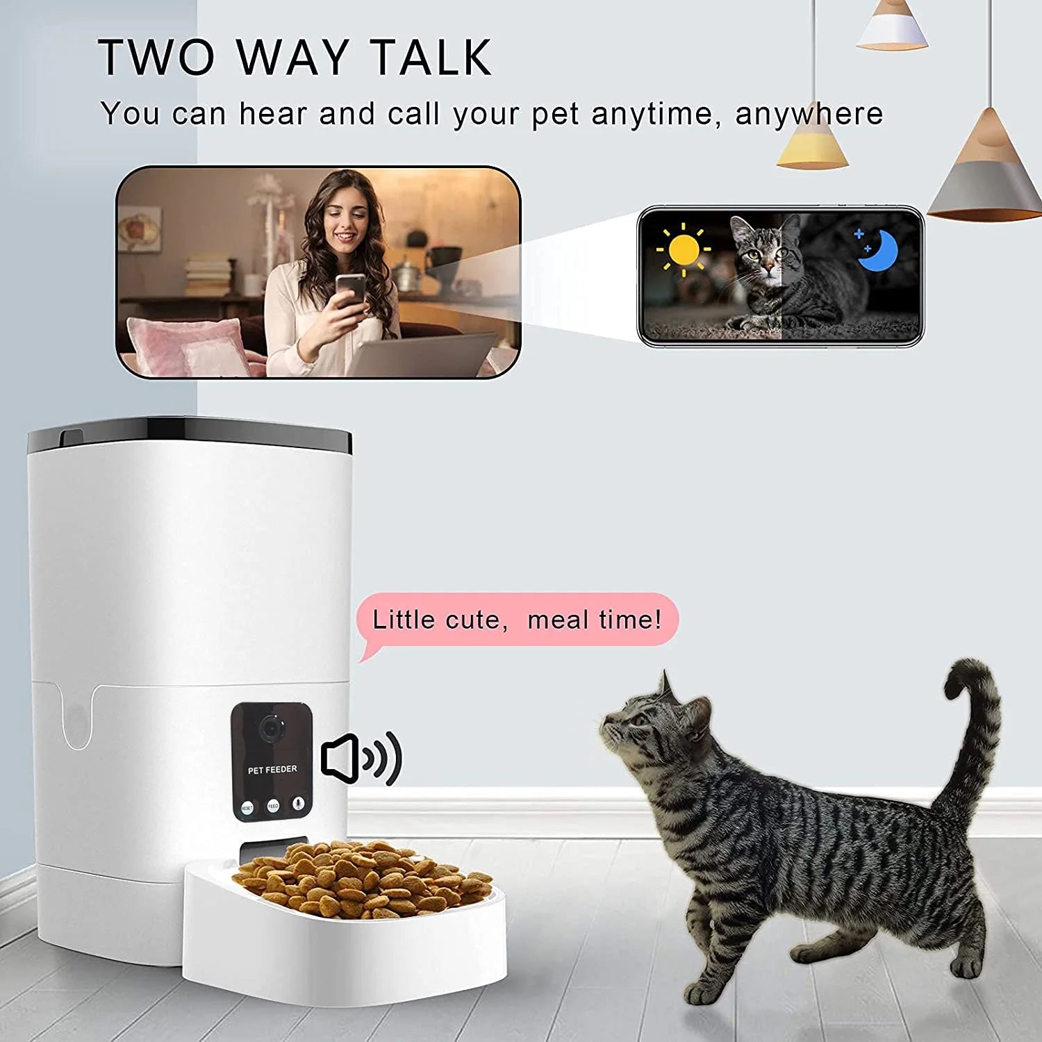 6L Automatic Pet Feeder with Camera - App Control, Voice Recorder, Timed Feeding, Dual Power Supply - BuzzMart