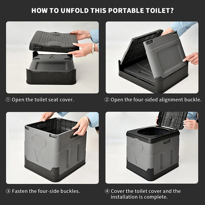 Portable Camping Toilet - Camping Potty for Home/Camping/Boat/Hiking/Long Trips/Beach Use (Black) - BuzzMart