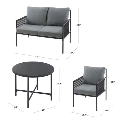 Logan 4-Piece Outdoor Conversation Set, Dark Gray - BuzzMart