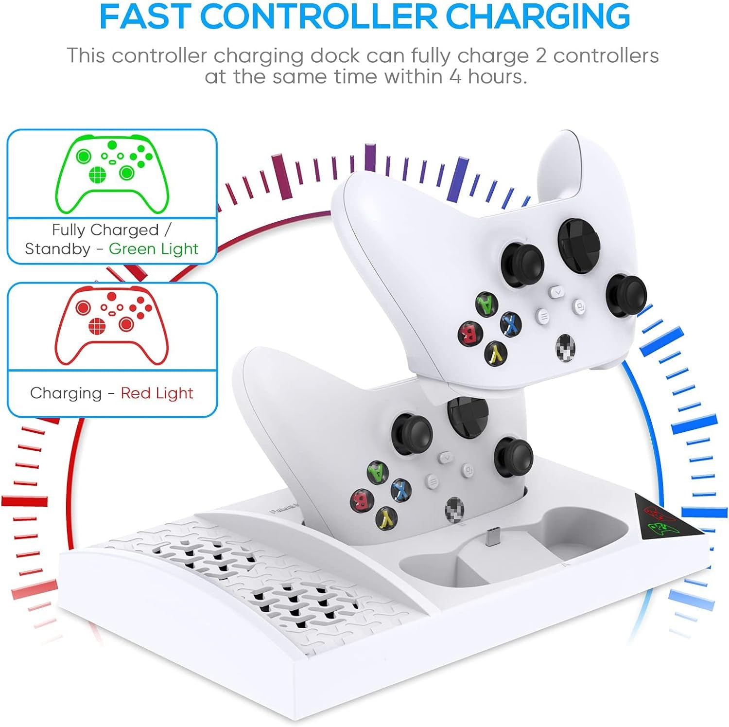 Charger Stand with Cooling Fan for Xbox Series S - Dual Controller Charging Dock with Rechargeable Batteries & Earphone Bracket - BuzzMart