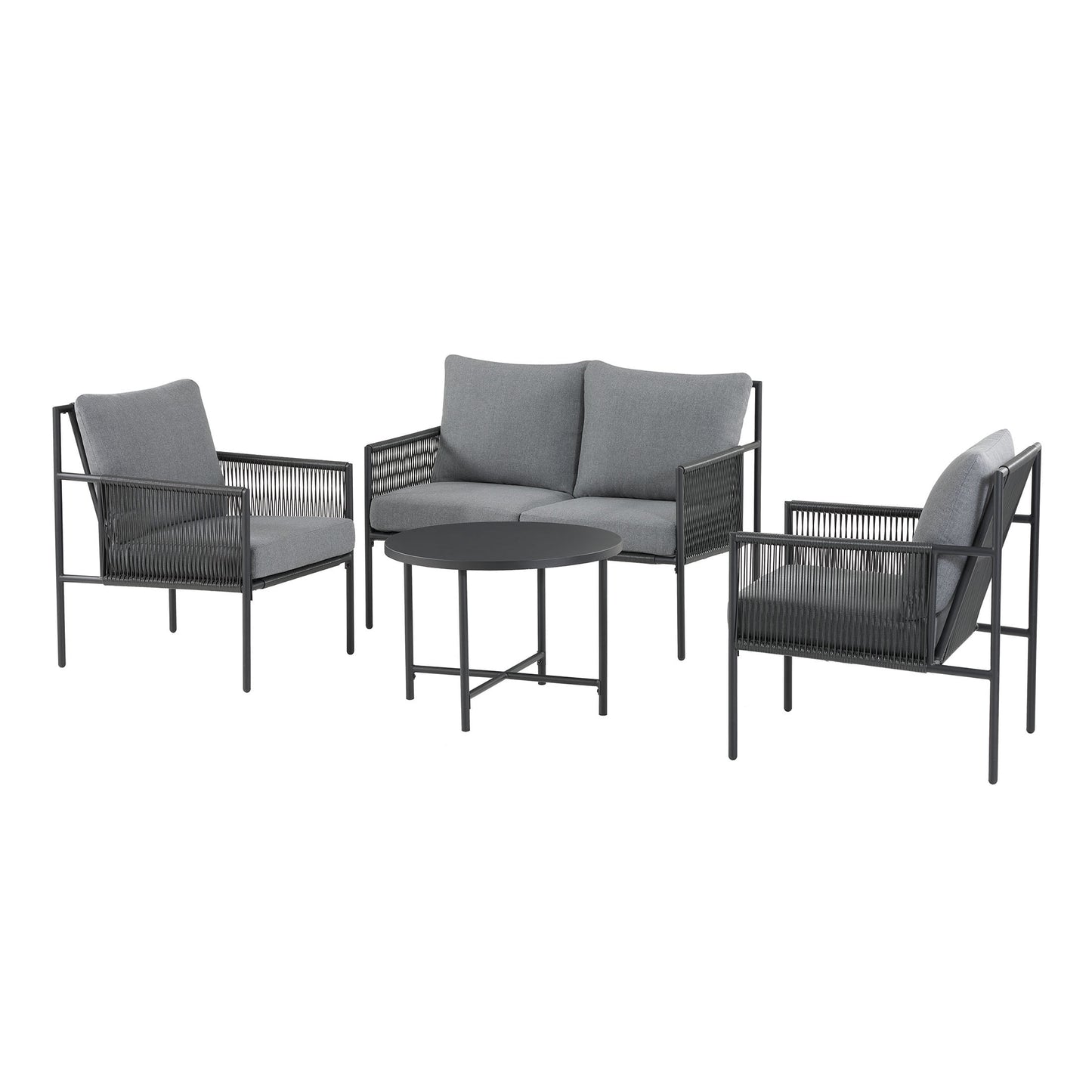 Logan 4-Piece Outdoor Conversation Set, Dark Gray - BuzzMart