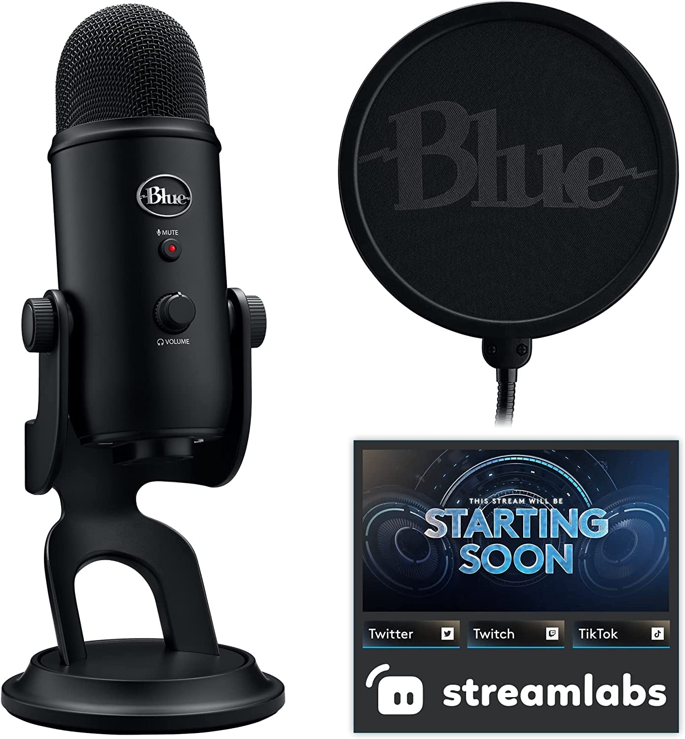 Logitech Yeti USB Microphone for Creators - Gaming, Streaming, Podcasting, Twitch, YouTube, Discord, Recording for PC and Mac, 4 Polar Patterns, Studio Quality Sound, Plug & Play - Midnight -