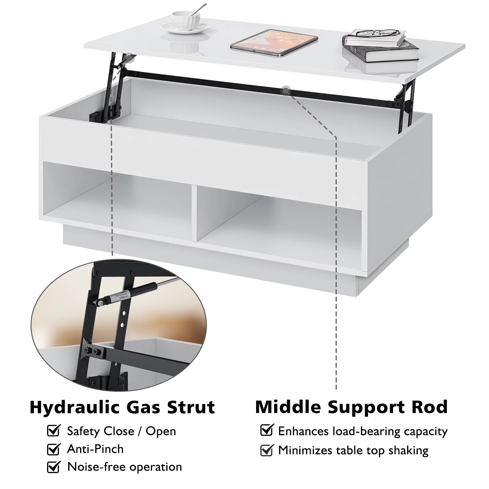 Lift Top Coffee Table with Hidden Compartment - BuzzMart