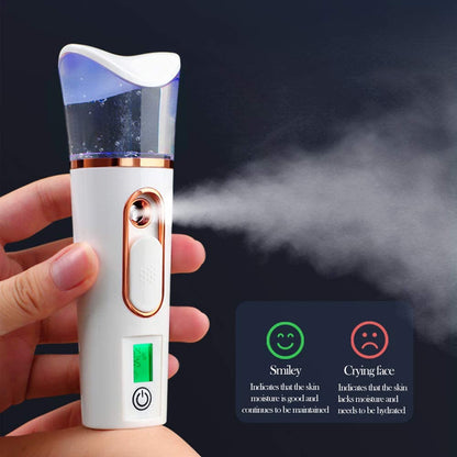 Handy Nano Mist Sprayer with Skin Analyzer Moisture Tester - Portable Facial Atomization Mister, Mini Cool with Large Capacity for Face Moisturizing, Hydration Refreshing - BuzzMart