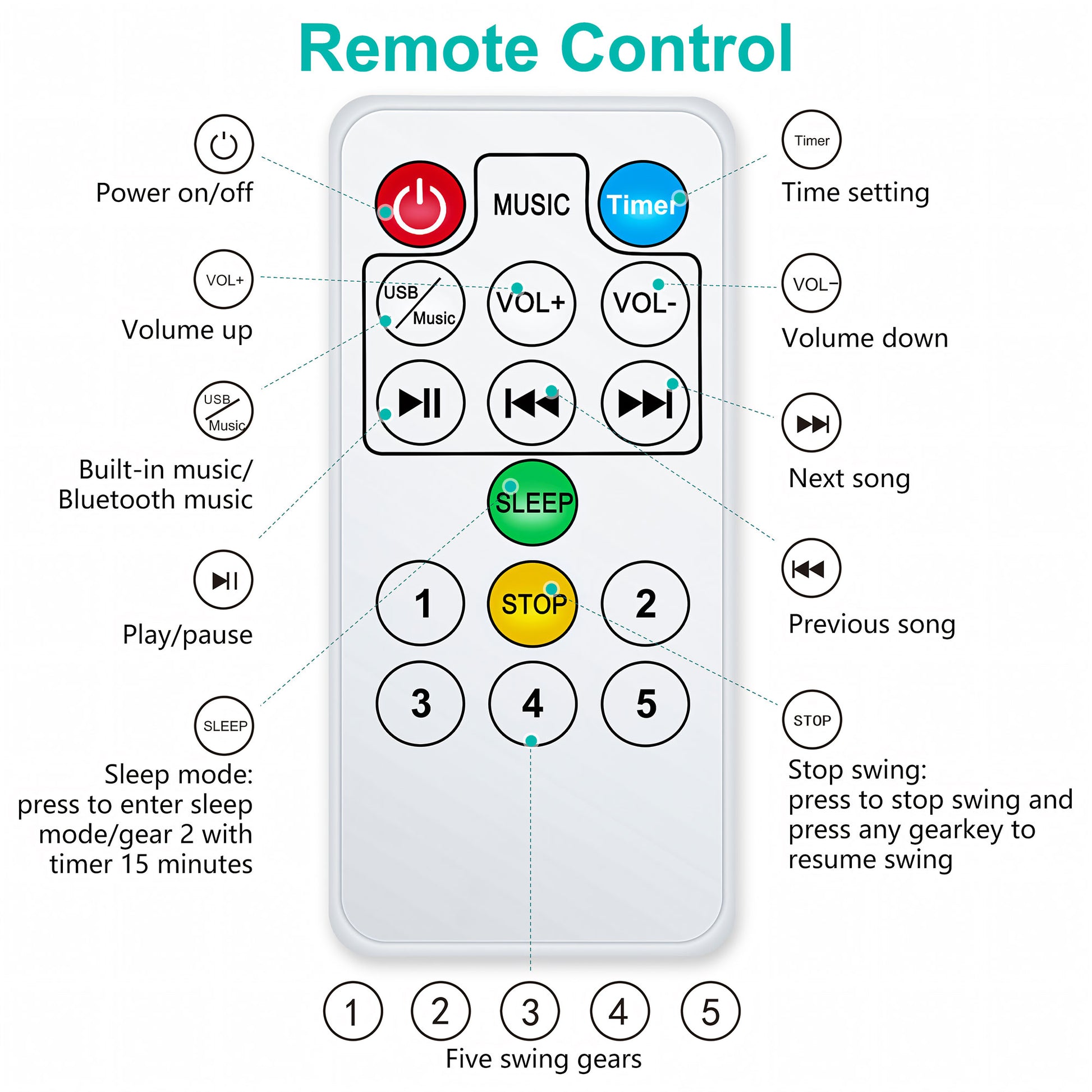 Baby Swing for Infants - Bluetooth Remote Control - BuzzMart