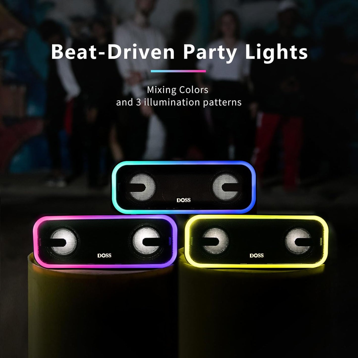 Soundbox Pro+ Bluetooth Speaker - Wireless Pairing, 24W Stereo Sound, Punchy Bass, IPX6 Waterproof, 15Hrs Playtime, Multi-Color Lights, Black - BuzzMart