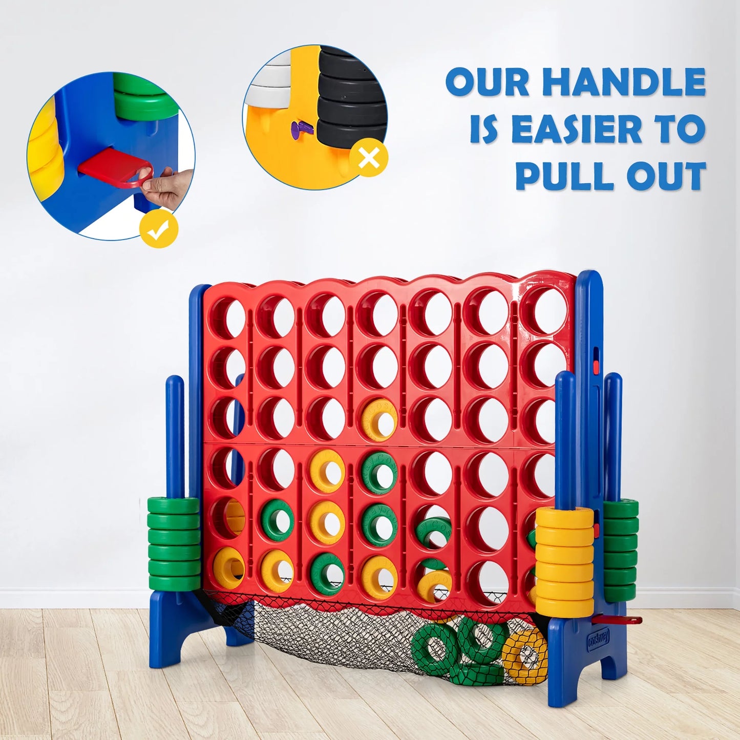 4-To-Score Giant Game Set 4-In-A-Row Connect Game W/Net Storage for Kids & Adult - BuzzMart