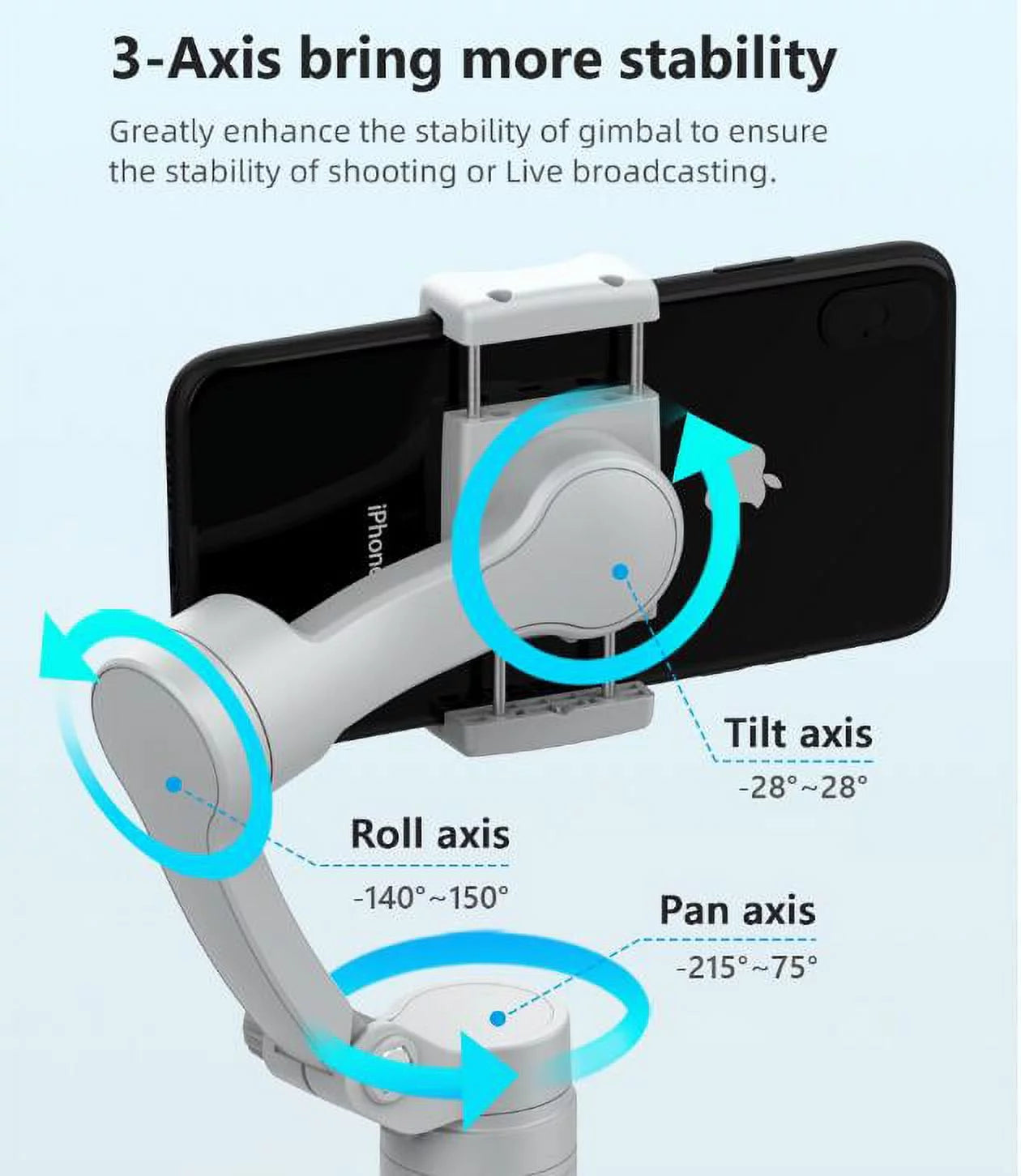 Smartphone Stabilizer - 3-Axis Foldable Pocket Gimbal, Stable Perfect Selfies, Smooth Video, Compatible with iPhone and Android - BuzzMart