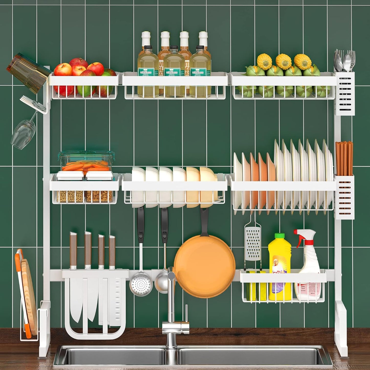 Adjustable Over Sink Dish Drying Rack (26"-38") - BuzzMart