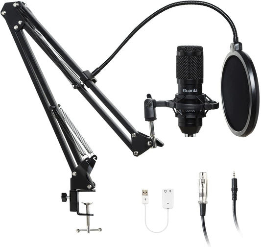 Guarda GD100 USB Mic Kit | Professional Condenser Mic with Adjustable Stand & Shock Mount for Streaming & Recording - BuzzMart