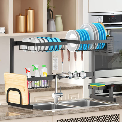 Adjustable Over Sink Dish Drying Rack (26"-38") - BuzzMart