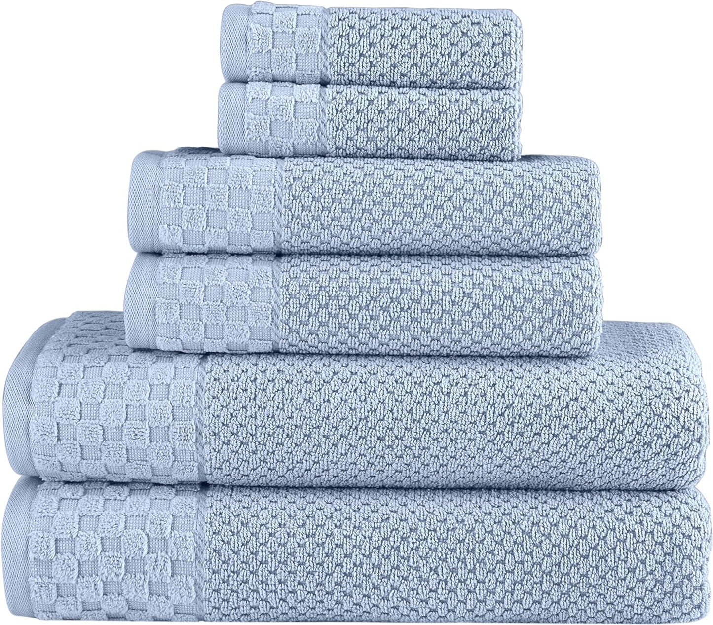 CTT Set of 6-100% Turkish Cotton, Absorbent & Comfy, Includes 2 Bath Towel 2 Hand Towel & 2 Washcloth | (White) - BuzzMart