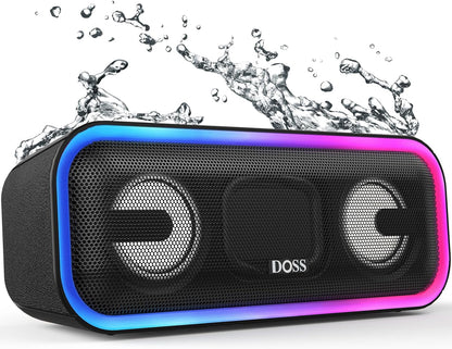 Soundbox Pro+ Bluetooth Speaker - Wireless Pairing, 24W Stereo Sound, Punchy Bass, IPX6 Waterproof, 15Hrs Playtime, Multi-Color Lights, Black - BuzzMart