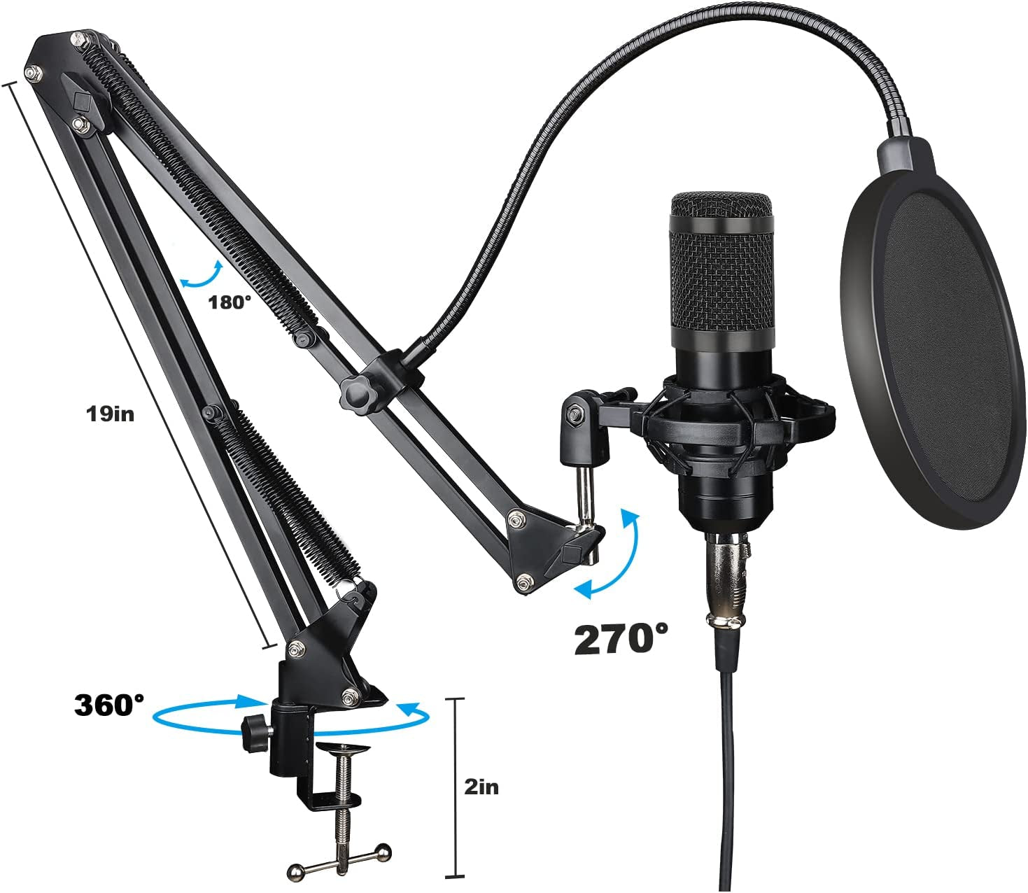 Guarda GD100 USB Mic Kit | Professional Condenser Mic with Adjustable Stand & Shock Mount for Streaming & Recording - BuzzMart