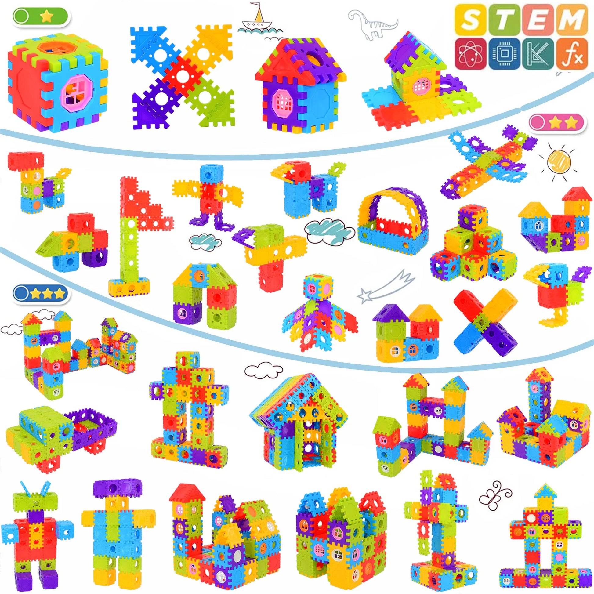 160-Piece Magnetic Tiles Building Blocks Set - 3D Educational STEM Playset for Kids - BuzzMart