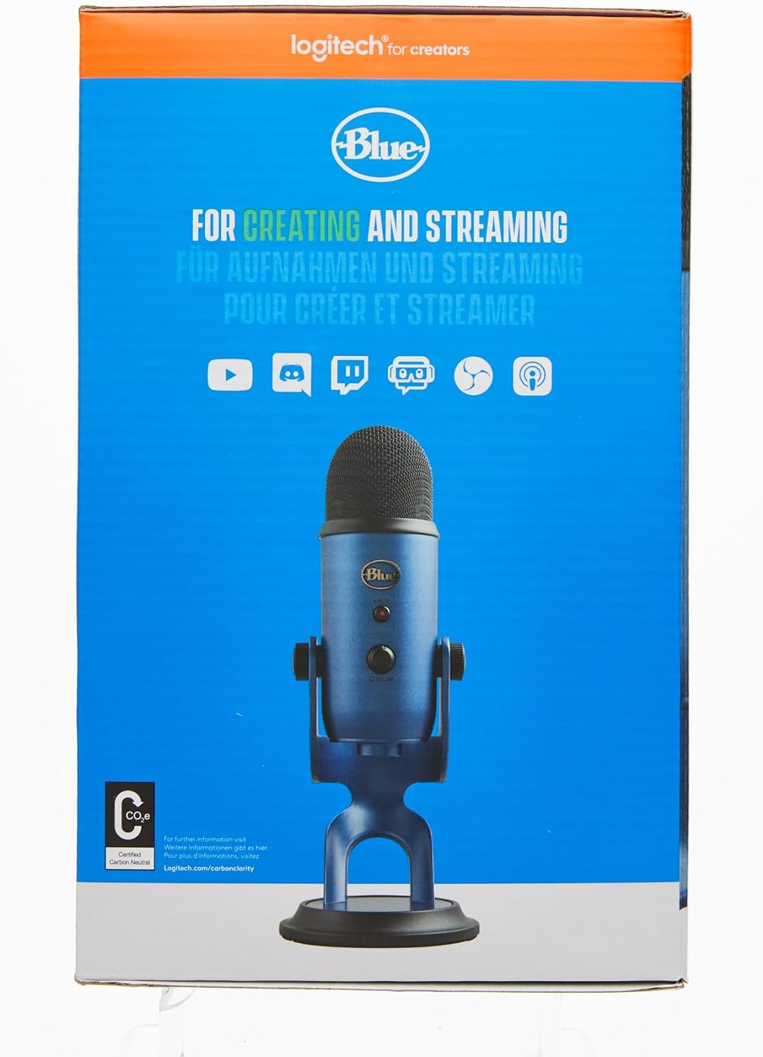 Logitech Yeti USB Microphone for Creators - Gaming, Streaming, Podcasting, Twitch, YouTube, Discord, Recording for PC and Mac, 4 Polar Patterns, Studio Quality Sound, Plug & Play - Midnight -