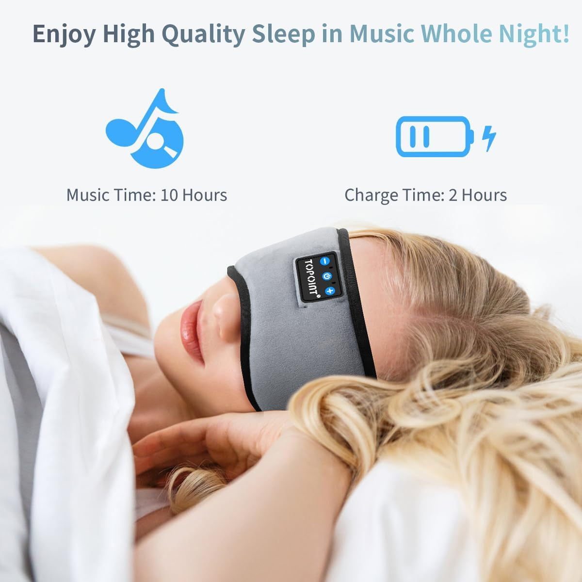 Bluetooth Sleep Eye Mask with Wireless Headphones - Music Headsets with Microphone for Hands-Free Travel and Sleep, Comfortable Eye Cover for Side Sleepers, Men and Women - BuzzMart