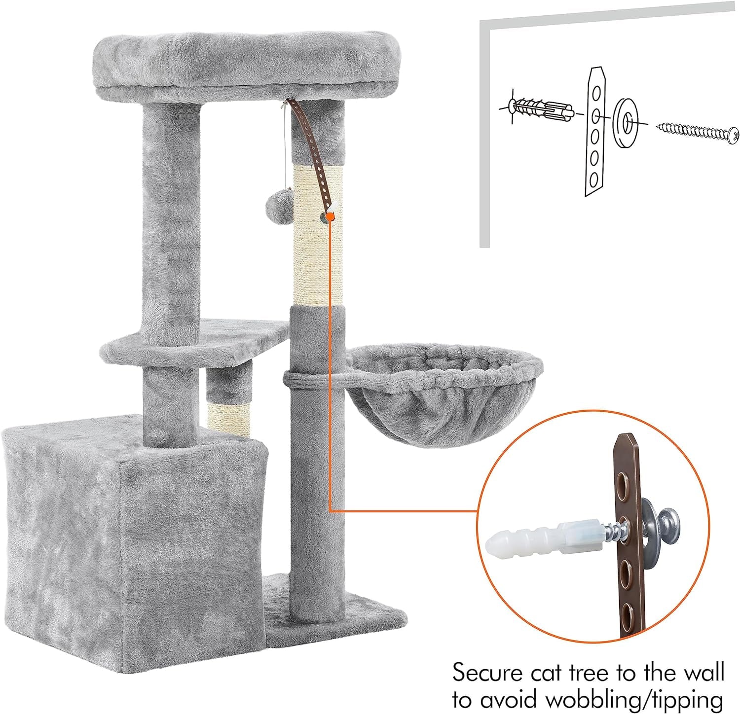 34-Inch Cat Tree - Plush-Covered Tower with Condo, Platform & Basket for Indoor Kittens - BuzzMart