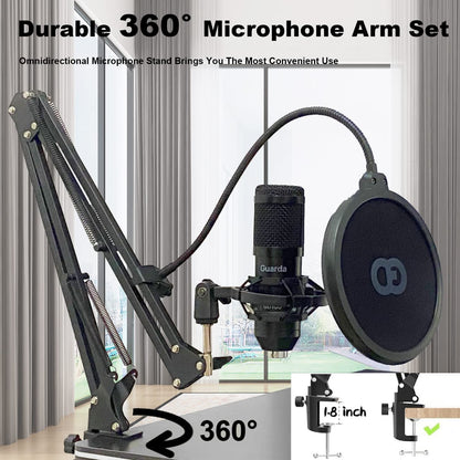 Guarda GD100 USB Mic Kit | Professional Condenser Mic with Adjustable Stand & Shock Mount for Streaming & Recording - BuzzMart