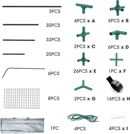 3-Tier Portable Pop-Up Greenhouse with 8 Shelves - Indoor and Outdoor Mini Greenhouse Kit with Anchors and Ropes - BuzzMart