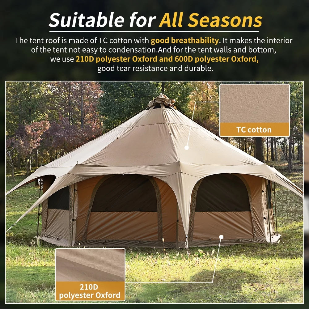 16.4Ft Canvas Bell Tent with Stove Jack (Luxury Glamping and Camping Yurt Tent) - BuzzMart