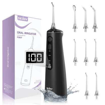 Cordless Water Flosser for Teeth - Professional Dental Oral Irrigator with 4 Modes, 300mL Water Tank, 8 Jet Tips, LED Display, IPX7 Waterproof, Portable Teeth Cleaner for Travel, Home, Office