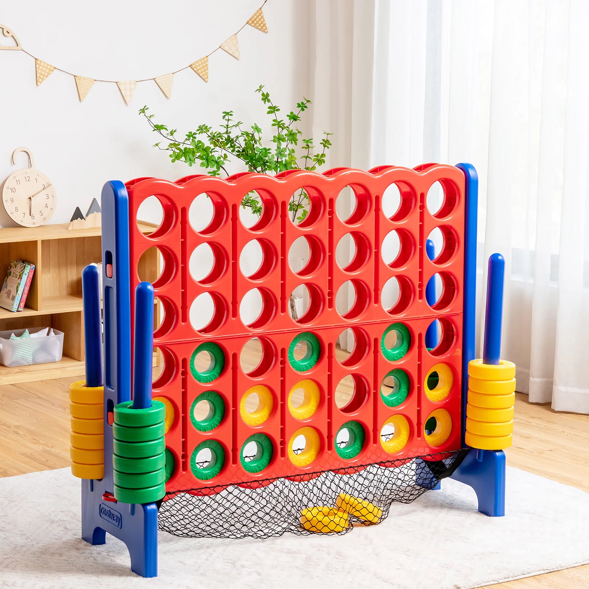 4-To-Score Giant Game Set 4-In-A-Row Connect Game W/Net Storage for Kids & Adult - BuzzMart