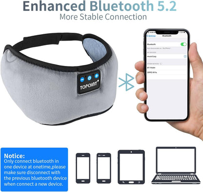 Bluetooth Sleep Eye Mask with Wireless Headphones - Music Headsets with Microphone for Hands-Free Travel and Sleep, Comfortable Eye Cover for Side Sleepers, Men and Women - BuzzMart