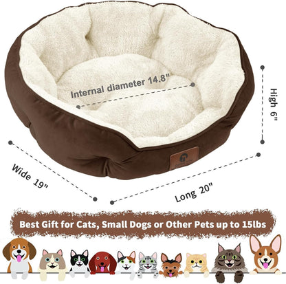 Pet Bed for Puppy and Kitty, Extra Soft & Machine Washable with Anti-Slip & Water-Resistant Oxford Bottom 20 Inches - BuzzMart