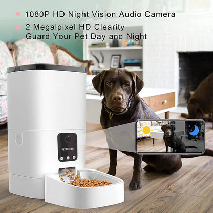 6L Automatic Pet Feeder with Camera - App Control, Voice Recorder, Timed Feeding, Dual Power Supply - BuzzMart