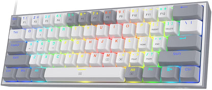 Compact RGB Gaming Keyboard - K617 Fizz | 60% Mechanical, Hot-Swap, Red Switches, White/Grey Keys - BuzzMart