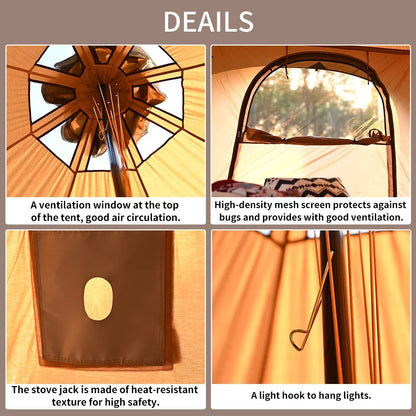 16.4Ft Canvas Bell Tent with Stove Jack (Luxury Glamping and Camping Yurt Tent) - BuzzMart